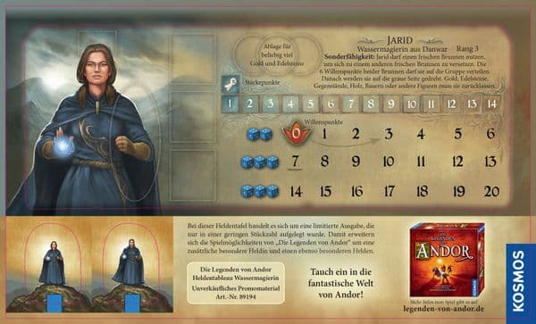 Die Legenden von Andor: Wassermagierin Heldentableau